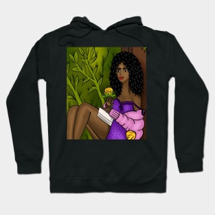 Black woman with flower artwork illustration Hoodie